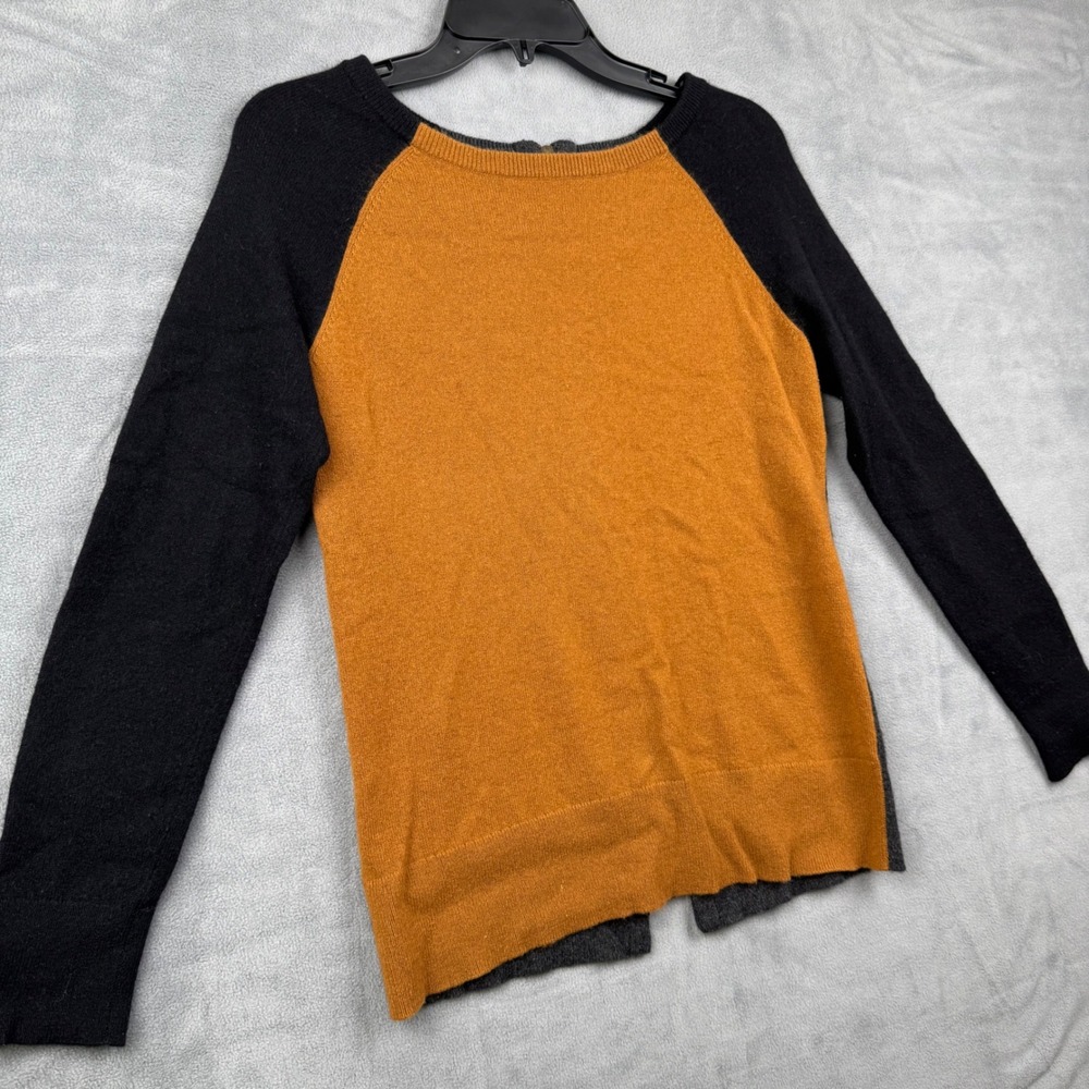 Neiman Marcus Cashmere Collection Women's Orange Black Gray Sweater Size S